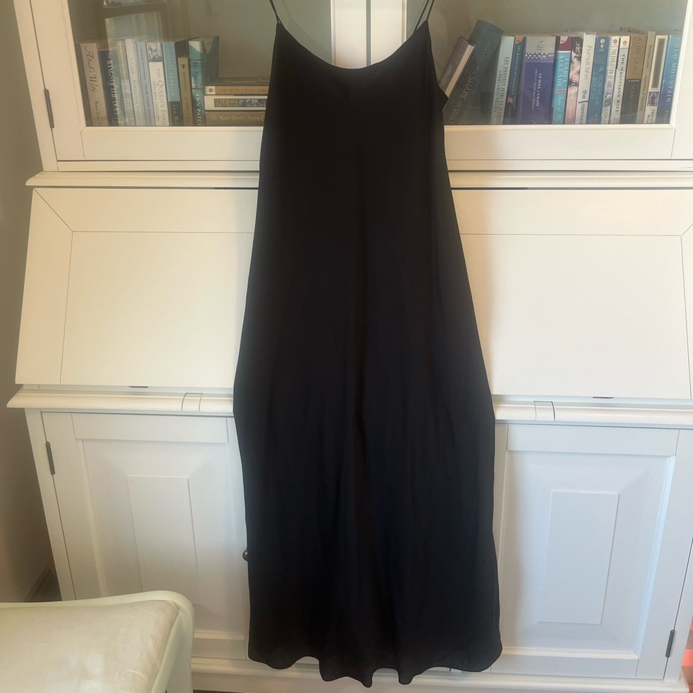 NWT Vince black satin slip dress (M)